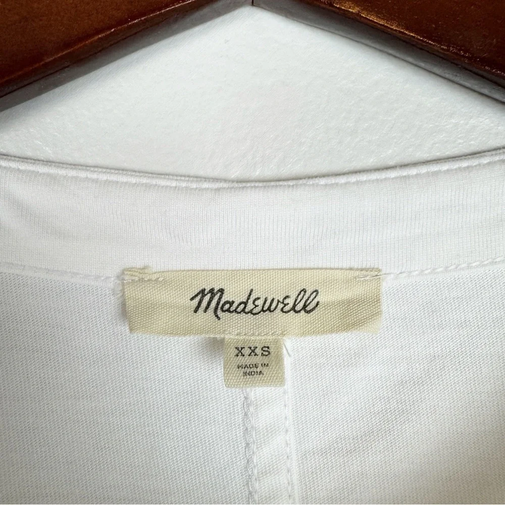 Madewell Puff-Sleeve Ruffle Trim Cotton Jersey Tee White Size XXS